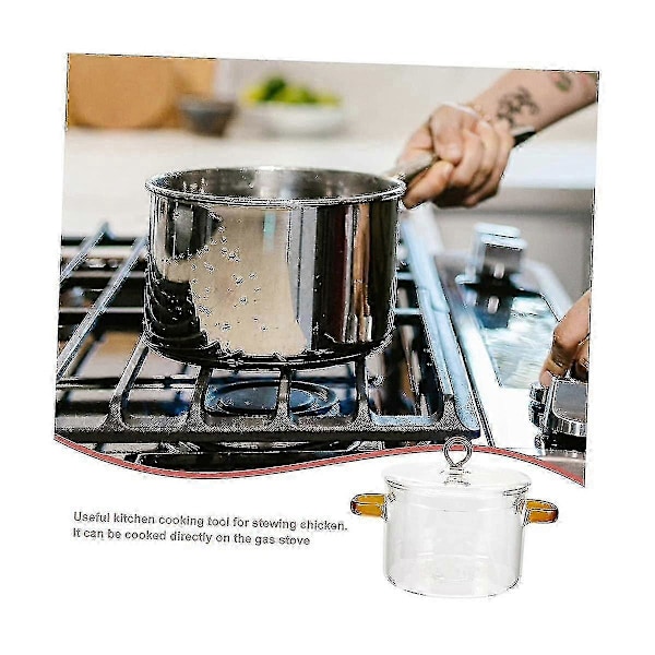 Glass Instant Noodle Pot Ovnspanner Sauspanne Rustfritt Stål Sauspanne Med Lokk Suppegryte