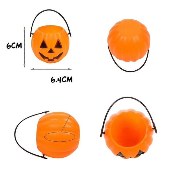 6x Halloween Gresskarbøtter Godteribøtteholder Dekorasjon for Gaver