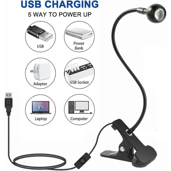 Mini UV Härdningslampa för Nagelförbättring UV-Ljus med Klämma och Strömbrytare USB-Lampa (Svart)