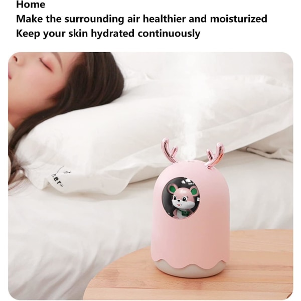 Aroma luftfuktare, 2 spraylägen Pink Mist luftfuktare för sovrum för vardagsrum för bil luftkylare