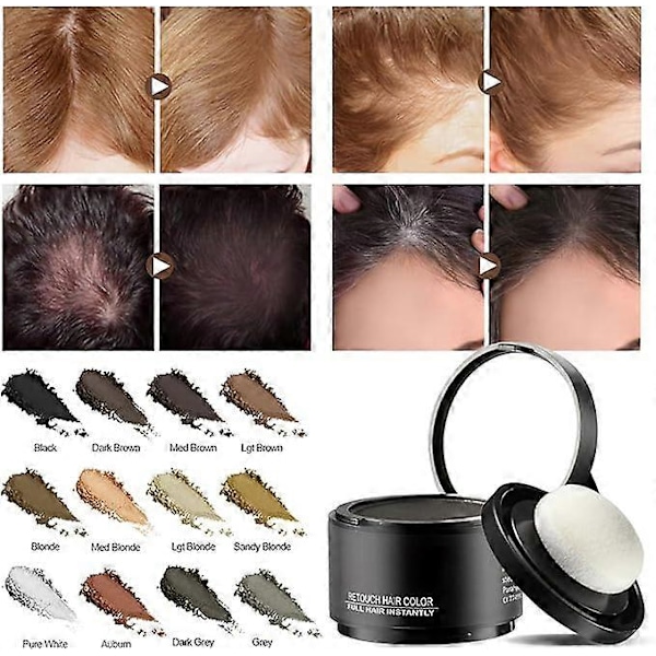 Hårlinjepudder - Hårfarve til hårrødder - Root Touch Up Pudder - Dækker øjeblikkeligt hårrødder med farveskygge - Hair Touch-Up