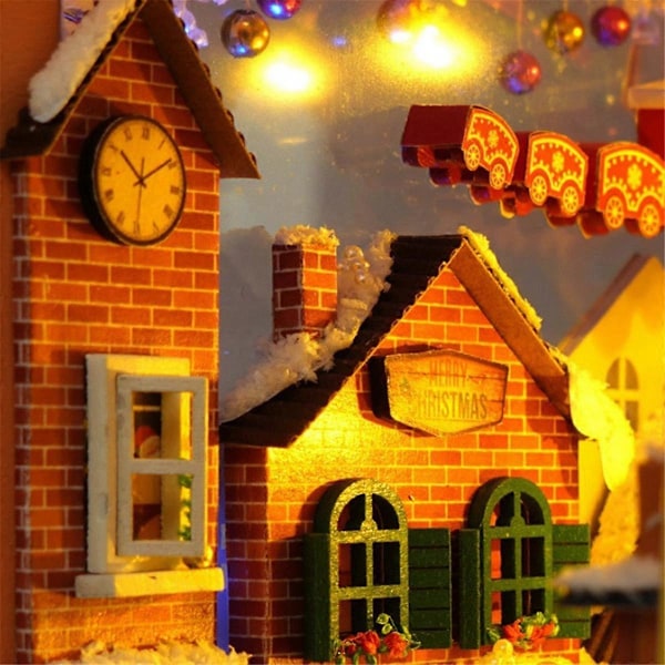 3D DIY Boghjørne Sæt Træ Bogstativ Puslespil LED Glødende Bogreol Miniature Indsæt Bygge Dukke