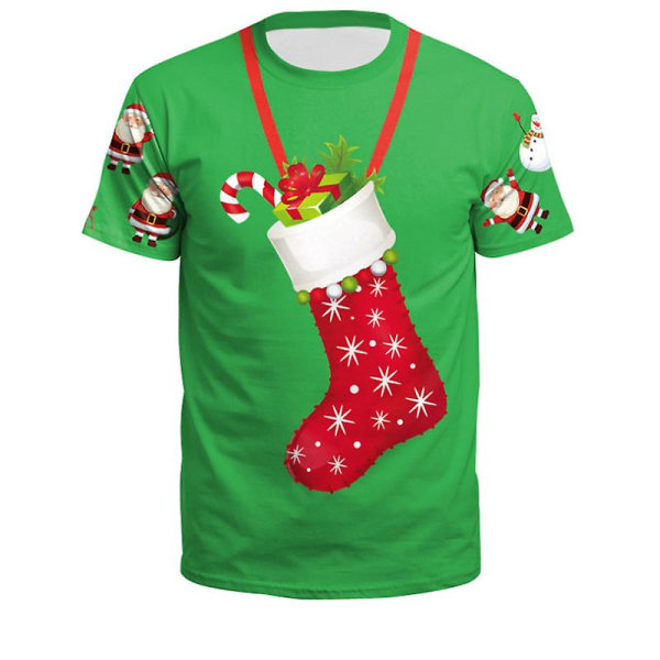 Unisex jul 3d- printed kortärmad t-shirt Julnyhet rolig toppskjorta style 5 L
