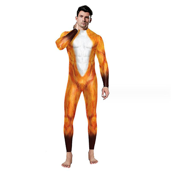 Halloween Cosplay -asu Hauska Body-puku Naisten Miesten Spandex Zentai -puku kokovartaloinen eläimen kallo printed Halloween-rekvisiitta style 2 XL