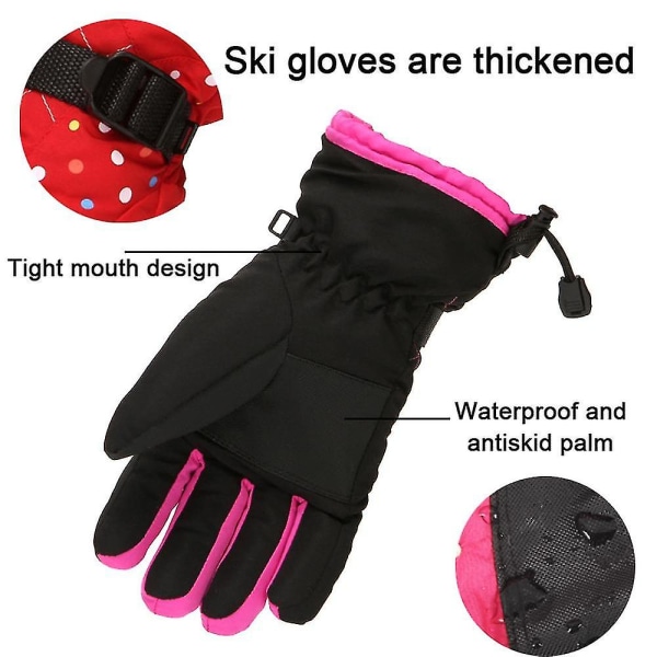 Nye skihandsker til damer plus fleece tykke vintervarme handsker udendørs sport Red