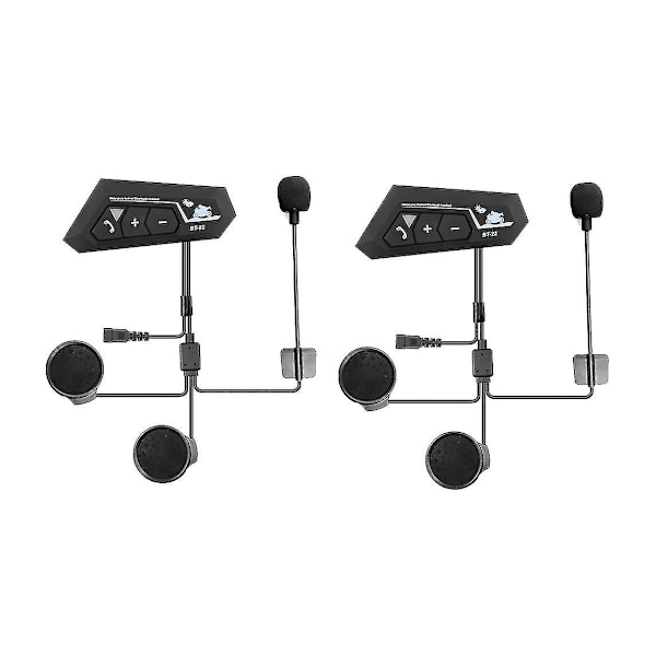 2 Set Motorcykel 5.0 Bluetooth Hjälm Intercom Universell Parkoppling Hörlur Headset med Cnc Brusreducering