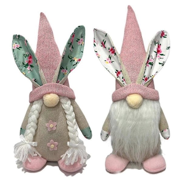Påskdekorationer, 2 st Påsk Tomtar Dekor, Vår Tomtar Plysch Svensk Tomte Älv Fylld Docka,E