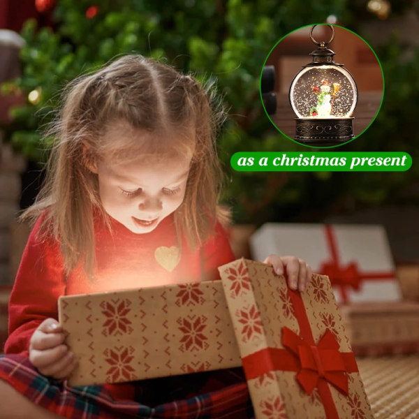 Hengende julesnøkulelykt med flimmer Glitrende simulering LED-nattlys nyttår 2024 dekorasjon julegave Snowman Water
