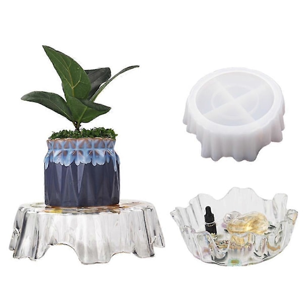 Uregelmæssig Bakke Epoxy Resin Form Blomsterpotte Stand Silikoneform DIY Håndværk Boligdekorationer Opbevaringsboks Støbeværktøjer