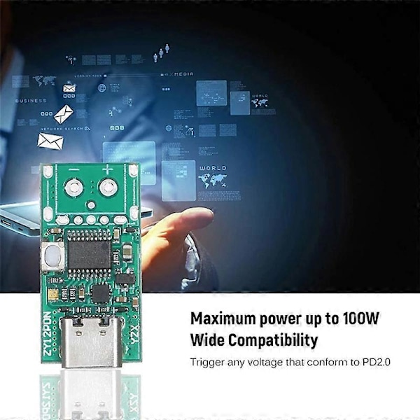 2 stk. ZY12PDN USB-C PD2.0/3.0 til DC Konverter Strømforsyningsmodul Lokkedue Hurtiglade Trigger Poll Pol