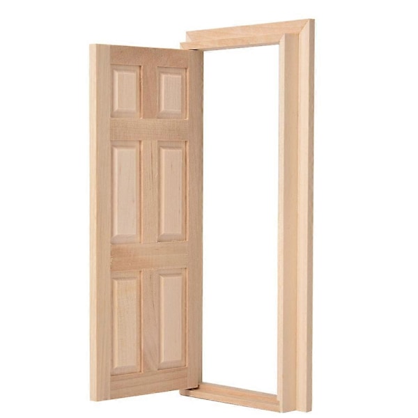 Mini Puinen Nukkekodin Ovi DIY Huonekalutarvikkeet 1:12 Mittakaava
