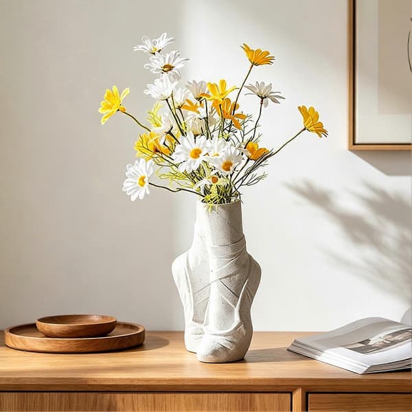 Multifunksjonell Vinylvase – for Blomster, Penner og Skulptur – for Soverom, Studio og Bryllup White