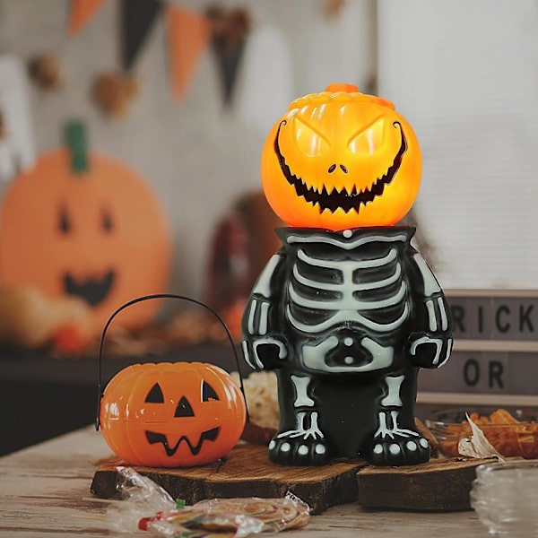 Halloween Lampe Halloween Græskar Dekorationer Kranie Græskar Lampe Med Græskar Hoved Og Skelet Krop Dekorativ Halloween Nat Lys Til Bordlampe De