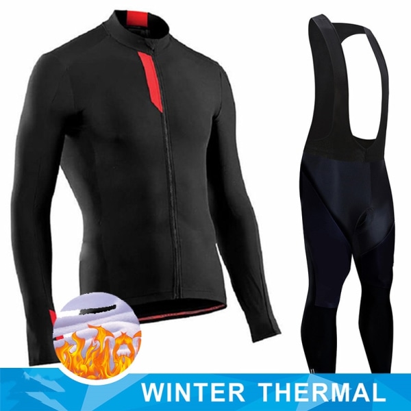 Vinterfleece herr 2023 cykeltröja set Mountian cykelkläder Bär Ropa Ciclismo Racing cykelkläder Team cykeldräkt Dark Grey L