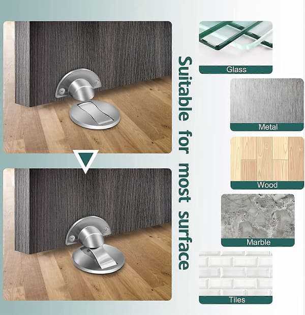 Magnetisk dörrstopp i rostfritt stål - Osynlig magnetisk dörrstopp - Solid - 59*57mm