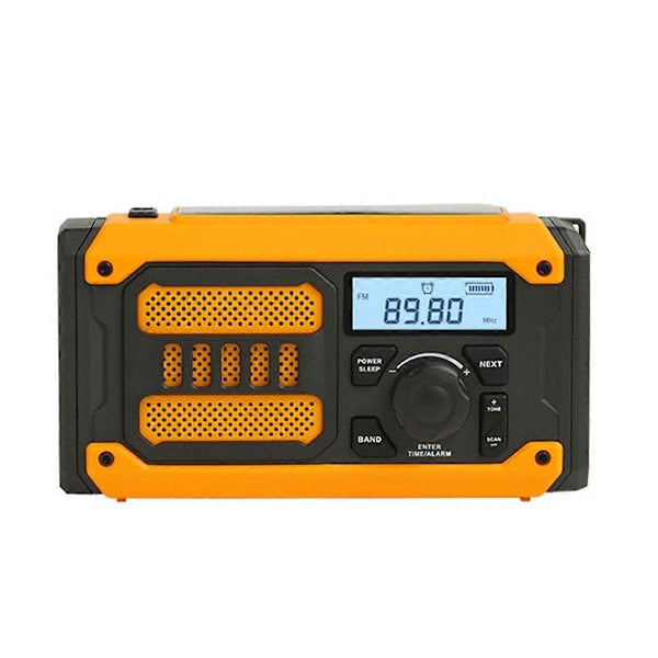 Kannettava hätäradio aurinkokennolatauksella, mini FM AM -käsikampi radio LED-taskulampulla P