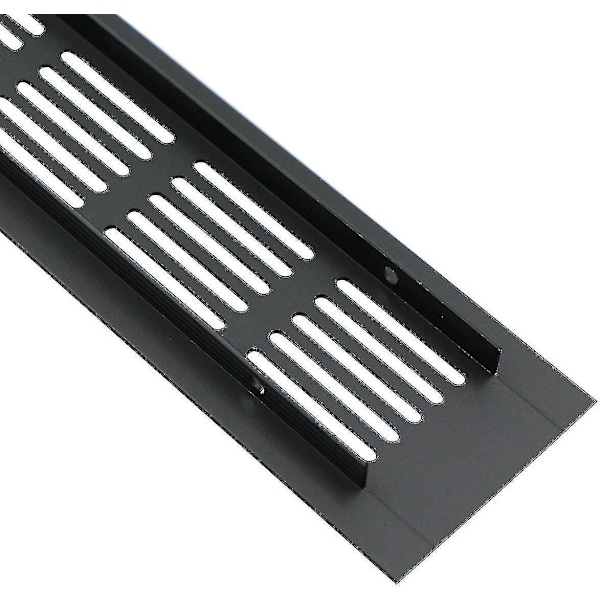 2-pak rektangulær aluminium dørventilationsrist 250x50mm insektbeskyttelse til RV, garderobe, køkken osv. - Sort