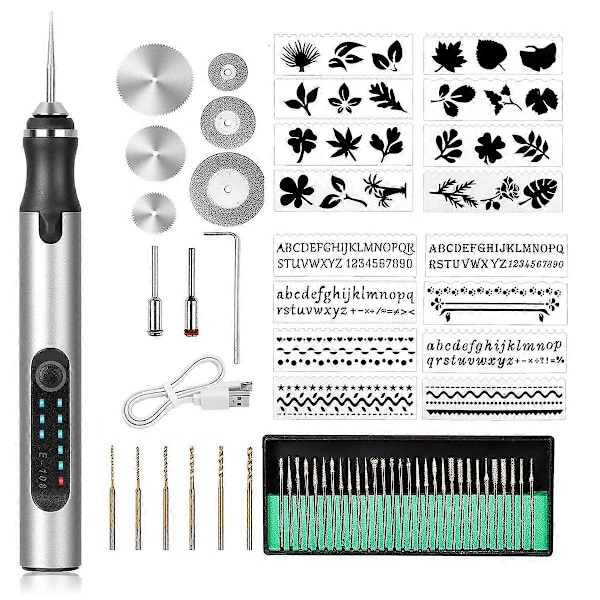 Elektrisk Gravyrverktygssats, USB Sladdlös Uppladdningsbar Gravyrpenna Mini DIY Gravyrpennverktyg för