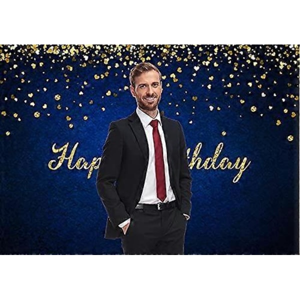 213x152 cm Tillykke med fødselsdagen Baggrund til Mænd Kongeblå Baggrunde til Fotografering Gyldne Glitter Prikker Baggrund Børn 1 års Fødselsdags Banner Kvinder Fødselsdagskage Bord
