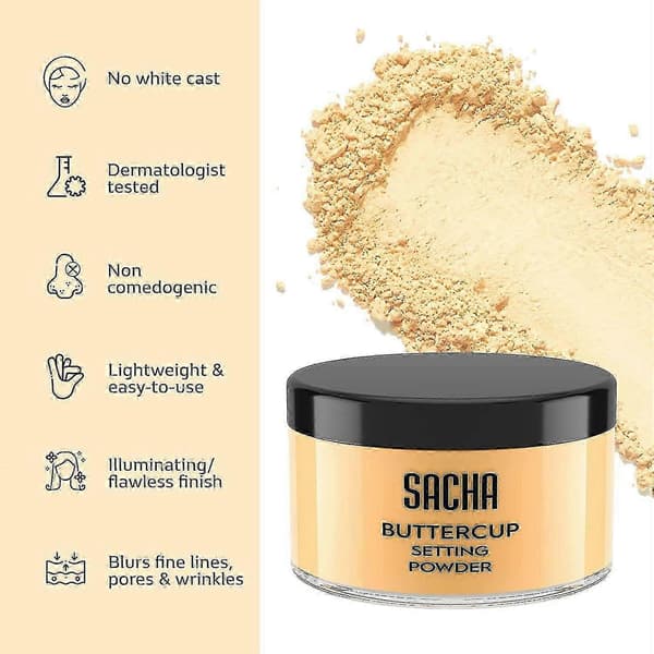 Sacha Buttercup Setting Powder - Finmalen och Flash-vänlig