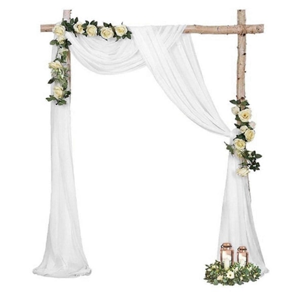 Bröllopsbåge Draperingstyg 1 Panel 75cm X 6m Vit Skir Chiffong Gardin Draperingar för Bröllop