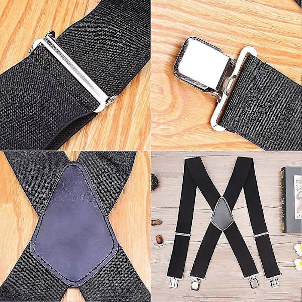 Elastiske 5 cm brede seler, 4 stærke clips X-form, mænd og kvinder