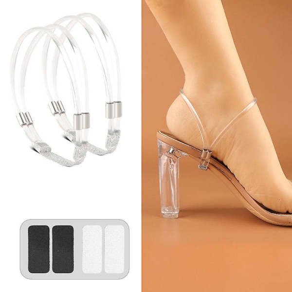 Nye Rhinestone højhælede sko bånd Anti-løs til kvinder Diamantsnørebånd Anti-drop hælremme Bæltebor Elastiske faste bælter Transparent color
