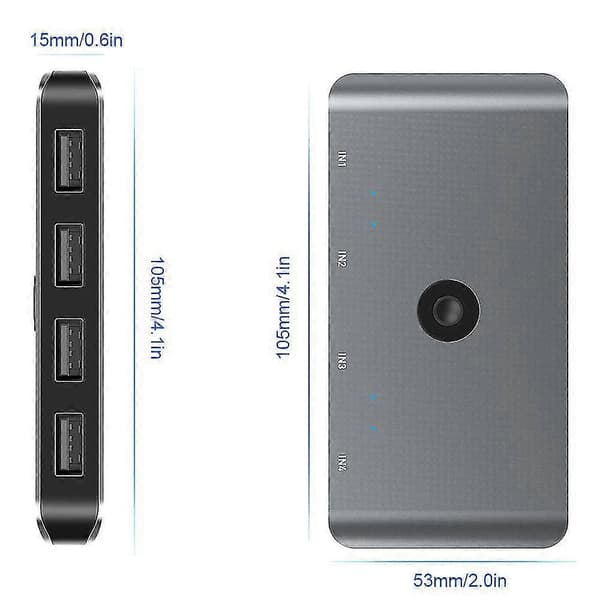 USB Datamaskinbrytervelger for 4 datamaskiner som deler 4 USB-enheter USB 2.0 Perifer KVM-bryteradapter