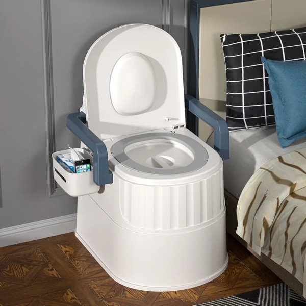 Bærbart toaletttoalett for eldre og gravide Husholdningstoalett for eldre Toalettservant Mobil campingtoalett Wc Blue