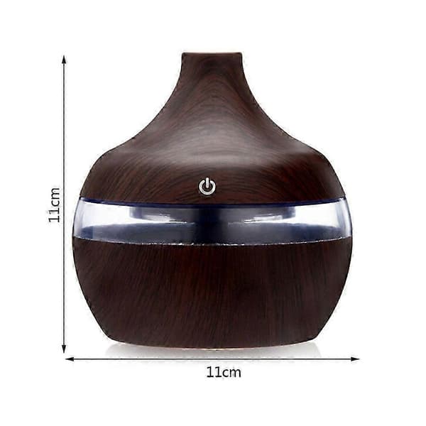 2025 2023 Ny 300 ml USB Aroma Luftfugter Æterisk Olie Diffuser, 7 LED-lys, Trækornsdesign