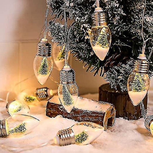 2 m joulun lumipallon valot, joissa 10 led-keiju lamppuvaloa Joulukuusikoristeet Paristokäyttöinen (lämmin valkoinen)