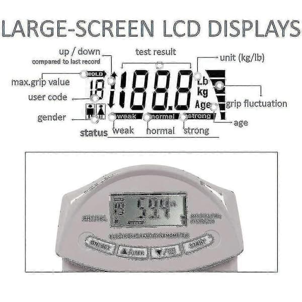 Digital Hånddynamometer Grip Styrke Måleinstrument Auto-registrering