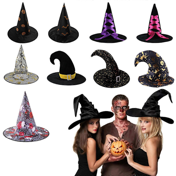 Häxhatt Halloween Påskfest Häxhattar Maskerad Trollkarlshatt Rekvisita Mössa