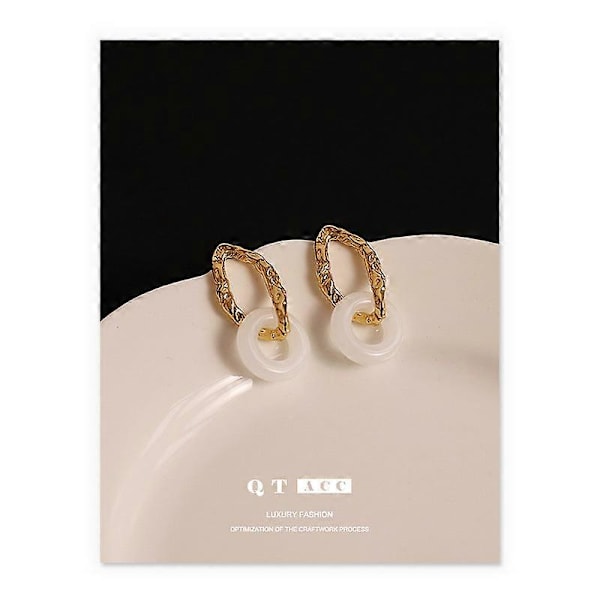Messingbelagte 18k minimalistiske design øreringe med natursten