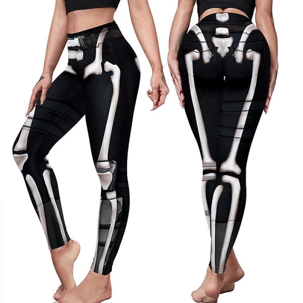 Kvinder Halloween Leggings Græskar Skull Højtaljet kostume Legging style 3 XL