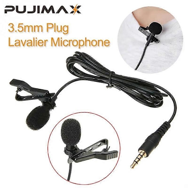 PUJIAMX 3,5 mm Mini Lavalier Mikrofon Metall Clip Slipsmikrofon 1,5 m/3 m Mobiltelefon Mikrofon för Tal Vokal Ljud