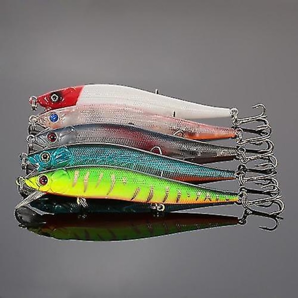 Fiskelokkemad 5 stk. 12cm/13,5g Fiskelokkemad Med 3 Fiskegrej