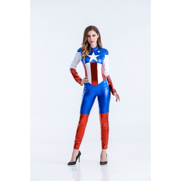 Ny Halloween-kostyme Spider-Man Supergirl Jumpsuit Marvel Hero Anime Captain America Stage-antrekk style 1 L