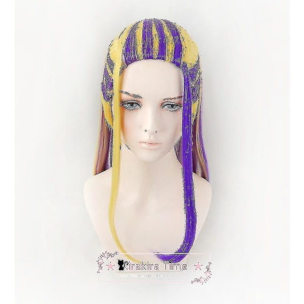 Express Wakasa Imashi Wig Anime Tokyo Avengers Senju Cosplay Lilla Highlight Hårtilbehør Øreringe Varmebestandig paryk høj kvalitet wig and earrings