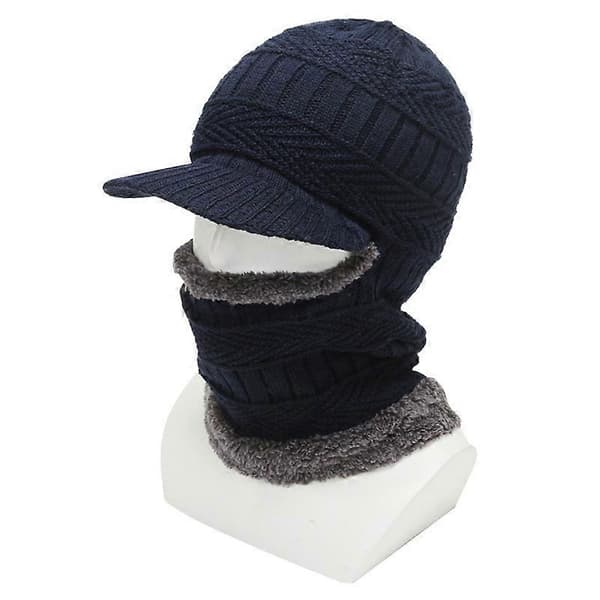 Vinterstickad Balaclava Mössa Termisk Cykel Skimask, Mörkblå