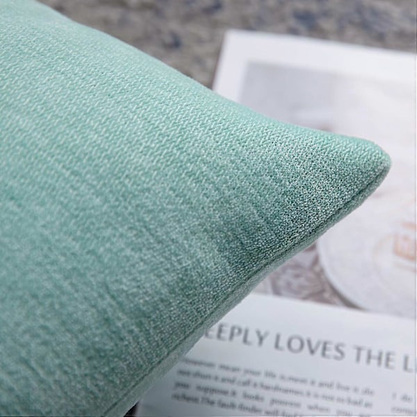 Mintgrønne Putetrekk 45x45 cm Sett med 2 Ensfargede Rustikke Putetrekk Firkantet Putetrekk for Hjem Sofa Dekorasjon