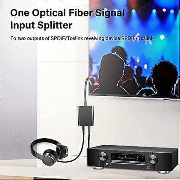 Optisk Lydkabel Splitter 1 inn 2 ut Toslink Optisk Lydkabel Splitter, Optisk Fiberadapter, Fiberkonverter for CD/DVD-spiller/Digital TV/PS3