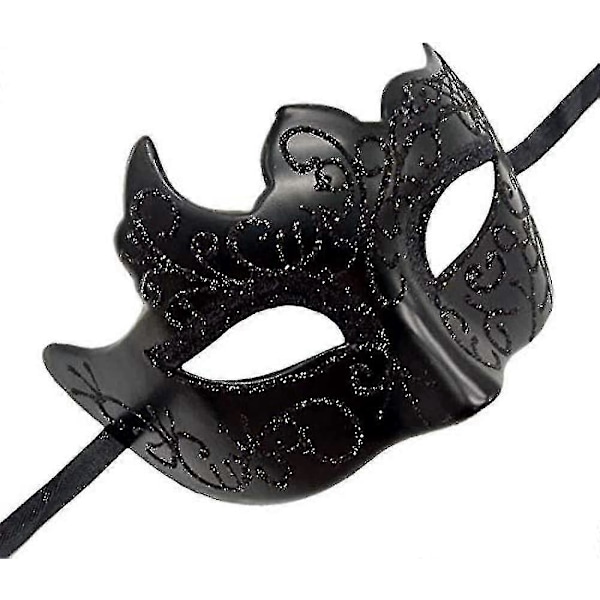 Naamiaisnaamio miehille Vintage Venetsialainen Mardi Gras Halloween Joulujuhlanaamiot (musta) (1 kpl)