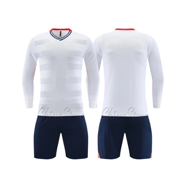 Barn Fotboll Träningsdräkt Herr Full Fotbollströjor Set Ungdomsfotbollströjor Uniformer Spelare träningsoverall Skjorta Sportkläder Kit 9303 White M Height 155-165CM