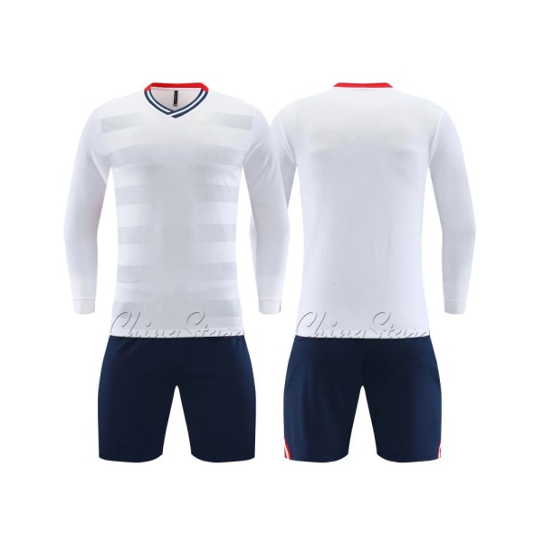 Børnefodbold træningsdragt Mænd Fuld fodboldtrøjesæt Ungdomsfodboldtrøjer Uniformer Spiller træningsdragt skjorte Sportstøjsæt 9303 White 3XS Height 120-130CM