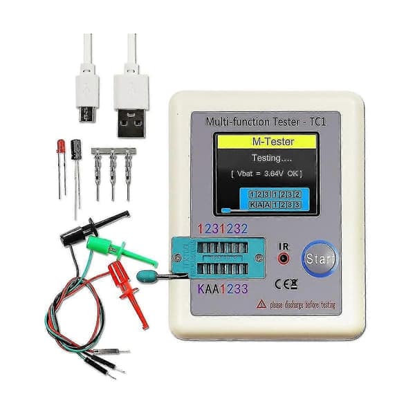 Lcr-tc1 Tc1 Display Multifunktionel Tft Baggrundslys Transistor Tester til Diode Triode Kondensator Modstand