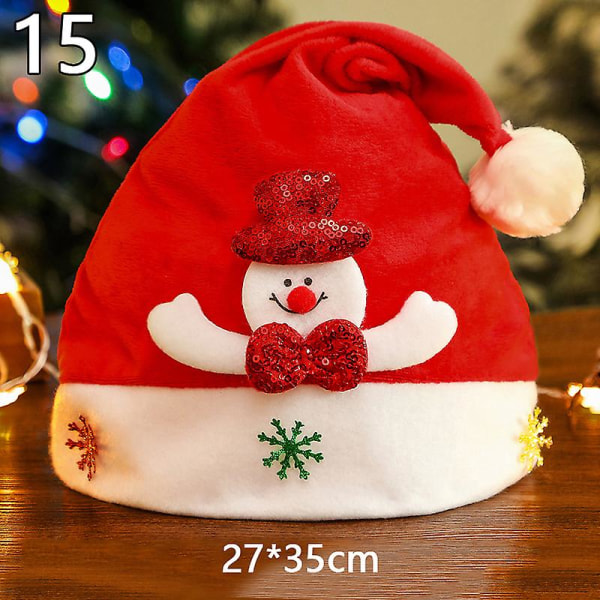 Nya julhattar Vuxna Barn Barn Kostym Jultomten Snögubbe Renfestival Hattprydnad till Navidad Nyårspresenter 15 27*35cm