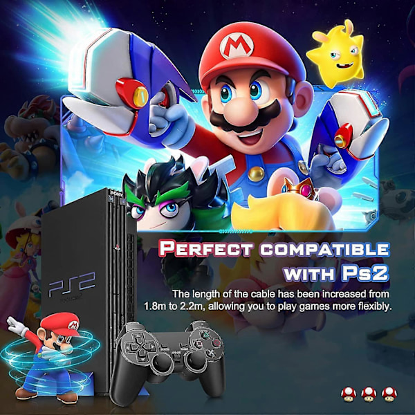 Controller til PS2 Kablet Controller til Sony Playstation PS2 med Dobbelt Vibration USB Kablet Joystick Joypad Videospil