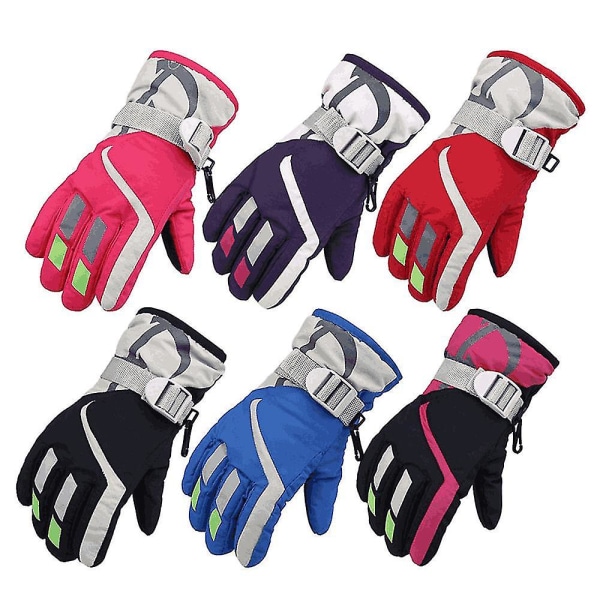 Termiske skihansker Barn Barn Vinter Fleece Vanntett Varm Barn Snowboard Snøhansker 3 Fingre For Ski Riding Style2-black