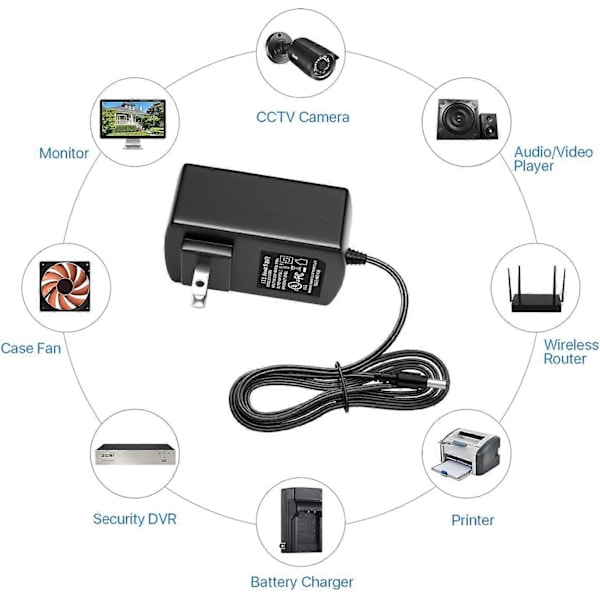 DC 12V 2A 2000MA US CCTV Strømforsyningsadapter for Hjemmesikkerhetskamera Overvåkingssystem